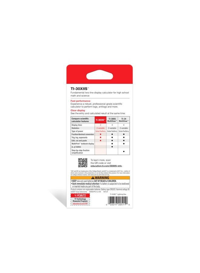 TEXAS INSTRUMENTS آلة حاسبة علمية من تكساس إنسترومنتس TI-30XIIS، زرقاء - Image 3