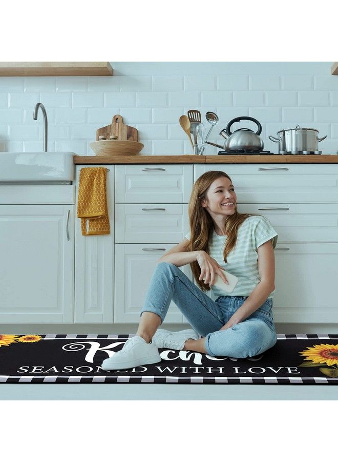Tatuo Sunflower Kitchen Mat Set Of 2 Farm Non Slip Thick Kitchen Rugs And Mats Plaid Waterproof Anti Fatigue Mats For Kitchen Floor Kitchen Rug Runner Standing Mat 17 X 47 Inch 17 X 28 Inch - Image 4