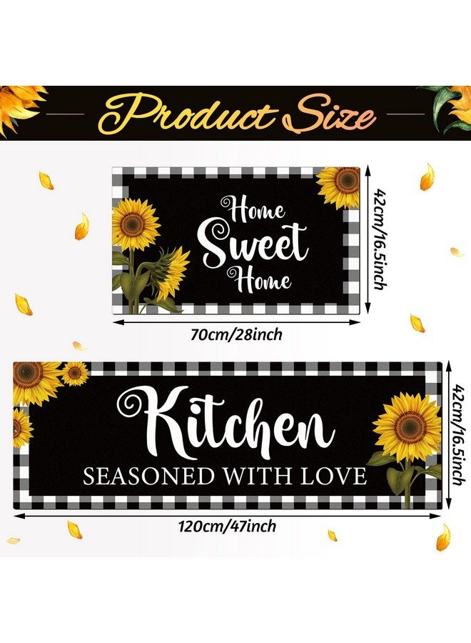 Tatuo Sunflower Kitchen Mat Set Of 2 Farm Non Slip Thick Kitchen Rugs And Mats Plaid Waterproof Anti Fatigue Mats For Kitchen Floor Kitchen Rug Runner Standing Mat 17 X 47 Inch 17 X 28 Inch - Image 3