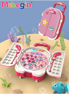 MEBEGIN Magnetic Fishing Games Set with Storage Case, Rotating Board Game with Music, Poems and Light, Creative Fishing Toys Set with 24 fishes and 2 Fishing Rods, 2 in 1 Montessori Educational Toys, Fun Party Game, Perfect Gift for Kids  - Image 1