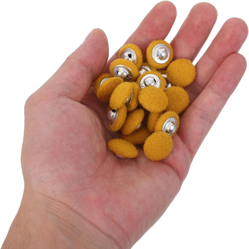 Artibetter 50pcs Yellow Fabric Covered Coat Buttons 15mm Round Woolen Buttons for Sewing Women’s Jackets Hats and DIY Craft Projects - Image 3