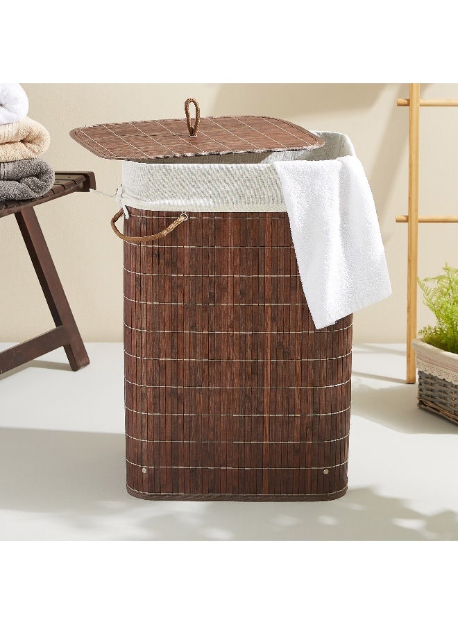 Home Box Light Weight Stylish Compact And Space Saving 2-Section Foldable Laundry Basket With Lid - Image 2
