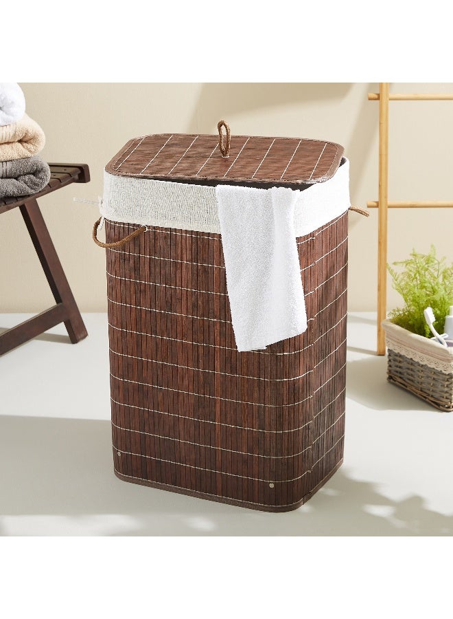 Home Box Light Weight Stylish Compact And Space Saving 2-Section Foldable Laundry Basket With Lid - Image 1