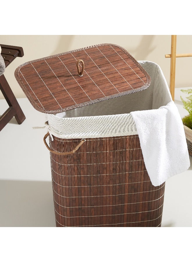 Home Box Light Weight Stylish Compact And Space Saving 2-Section Foldable Laundry Basket With Lid - Image 3