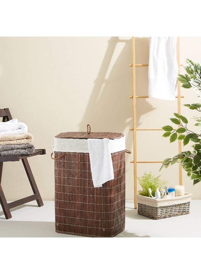 Home Box Light Weight Stylish Compact And Space Saving 2-Section Foldable Laundry Basket With Lid - Image 5
