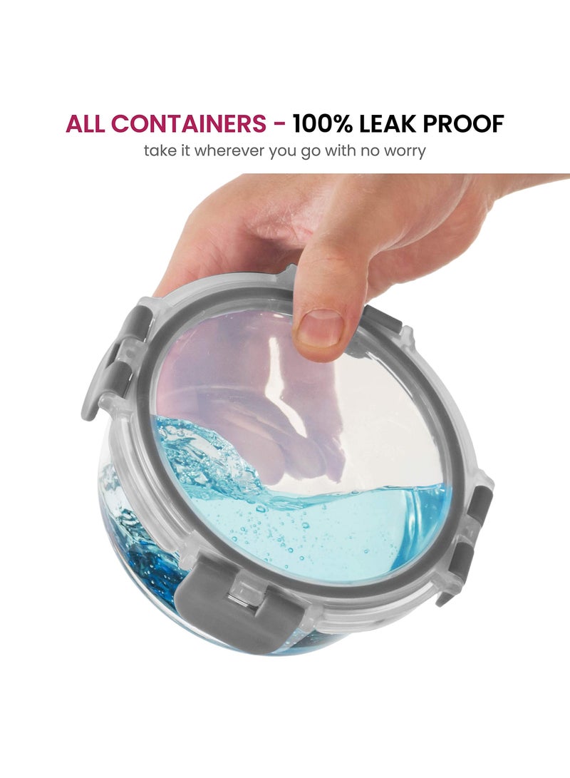 كيلا 24 قطعة من حاويات تخزين زجاجية مع أغطية - حاويات زجاجية مقاومة للتسرب وآمنة للاستخدام في غسالة الأطباق لتخزين الطعام لإعداد الوجبات أو بقايا الطعام، باللون الرمادي - Image 5