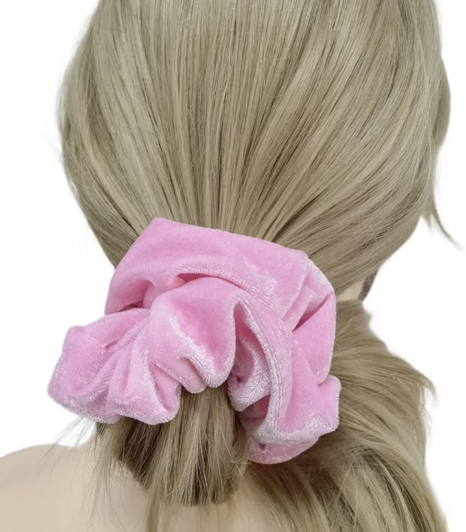 2 Pcs Black Color Large Velvet Scrunchies for Auldt Women Large Elastic Hair Ties Ropes