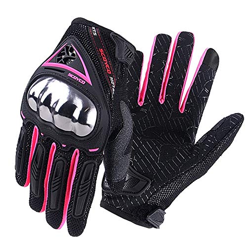 Scoyco Woman Motorcycle Gloves Touch Screen Armor Breathable Female Glove Anti-Skid MBX/MTB/ATV Sport Pink Dirt Bike Gloves (Pink, M) - Image 2