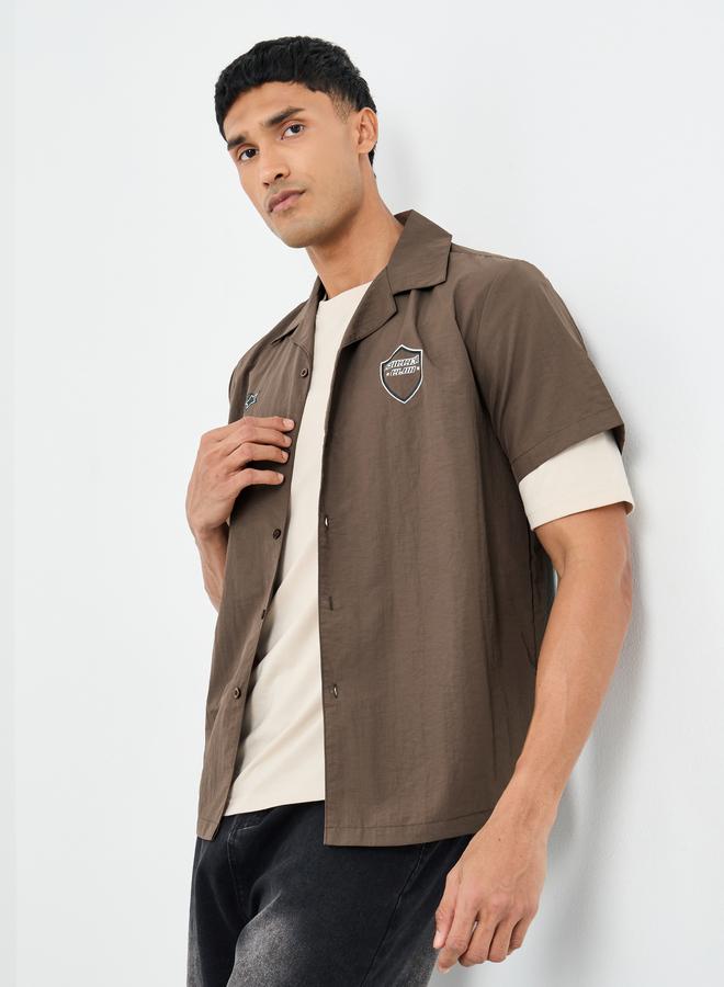 Styli Relaxed Fit Resort Collar Shirt with Print Detail - Image 1