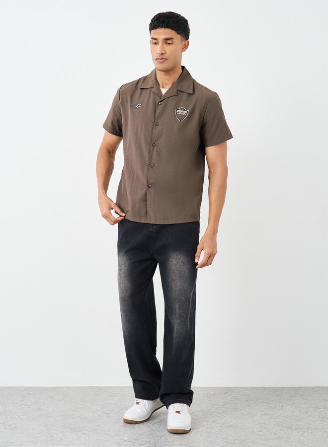 Styli Relaxed Fit Resort Collar Shirt with Print Detail - Image 2