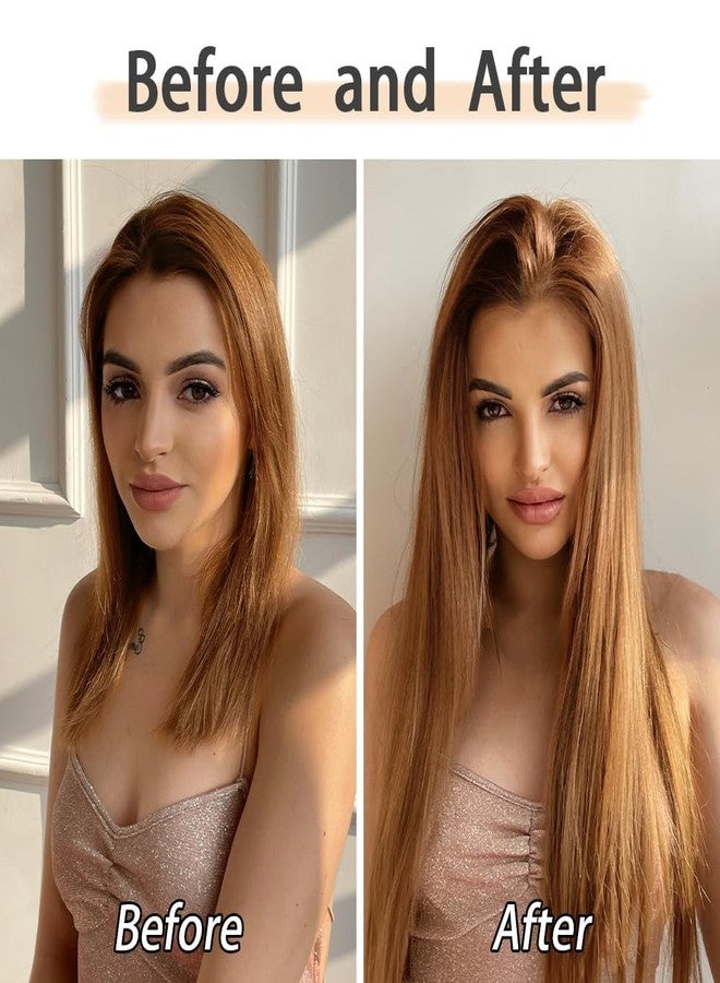 Glorious Hub® Salon-Grade Golden Brown Straight Clip-in Extensions – 6PCS Synthetic Hair Volumizer with 13 Secure Clips for Instant Volume & Realistic Blend - Image 5