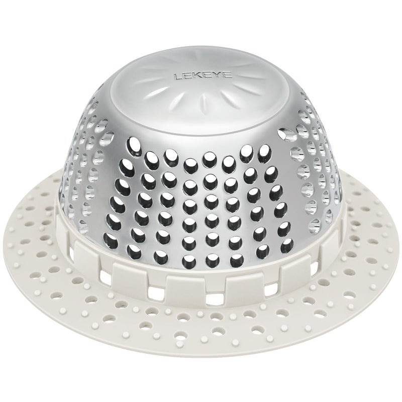 LEKEYE Shower Drain Hair CatcherShower Drain CoverDrain Protector for PopUp  Regular DrainsLight Gray