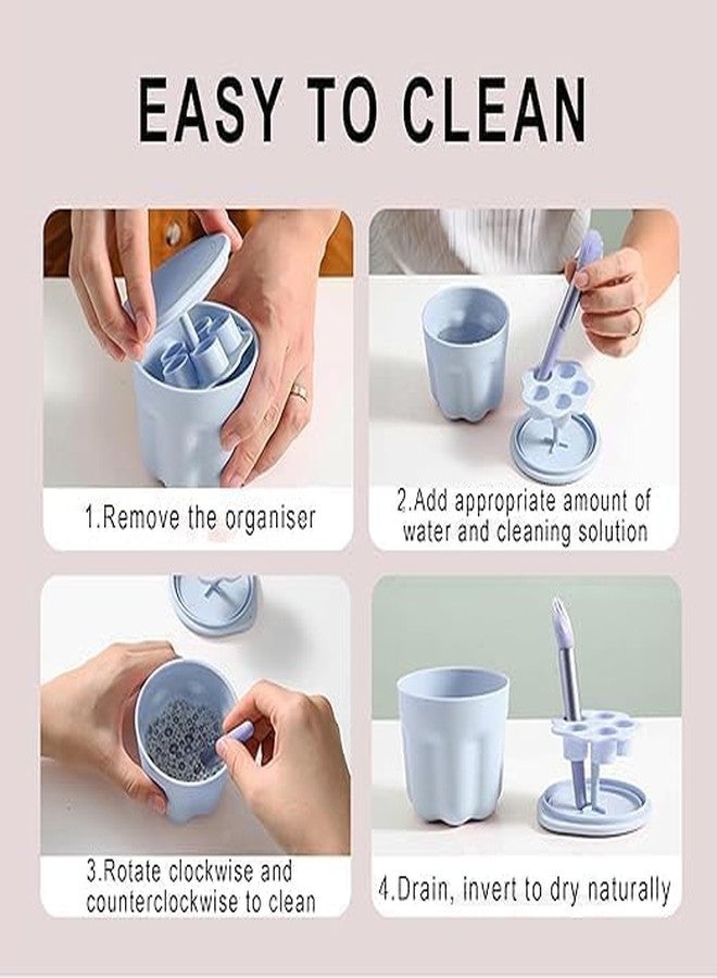 Ncry Portable 2 in 1 Design Makeup Brush Cleaning Mat with Brush Drying Holder, Brush Cleaner Pad & Cosmetic Brush Organizer Rack, Portable Washing Tool for Makeup - Image 2