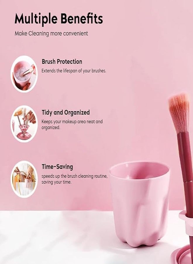 Ncry Portable 2 in 1 Design Makeup Brush Cleaning Mat with Brush Drying Holder, Brush Cleaner Pad & Cosmetic Brush Organizer Rack, Portable Washing Tool for Makeup - Image 5