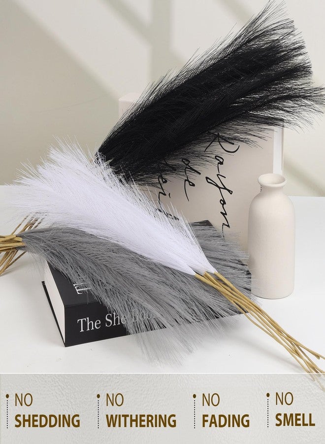 JOLYEAK 30pcs Pampas Grass Decor,21" Artificial Pompous Grass Bulk,Small Vase Filler Pompas Grass for Home Wedding Living Room Wall Party Decoration (Black,White,Gray) - Image 4