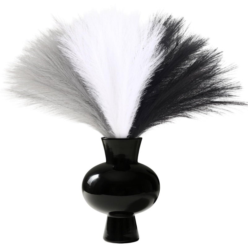JOLYEAK 30pcs Pampas Grass Decor,21" Artificial Pompous Grass Bulk,Small Vase Filler Pompas Grass for Home Wedding Living Room Wall Party Decoration (Black,White,Gray) - Image 1