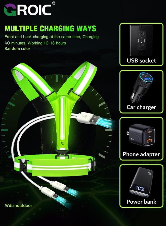 GROIC Upgraded LED Reflective Vest Running Gear, USB Rechargeable Reflective Light Up Running Vest with Waterproof Phone Bag,High Visibility Night Running Gear with Adjustable Waist&Shoulder for Men Women - Image 4