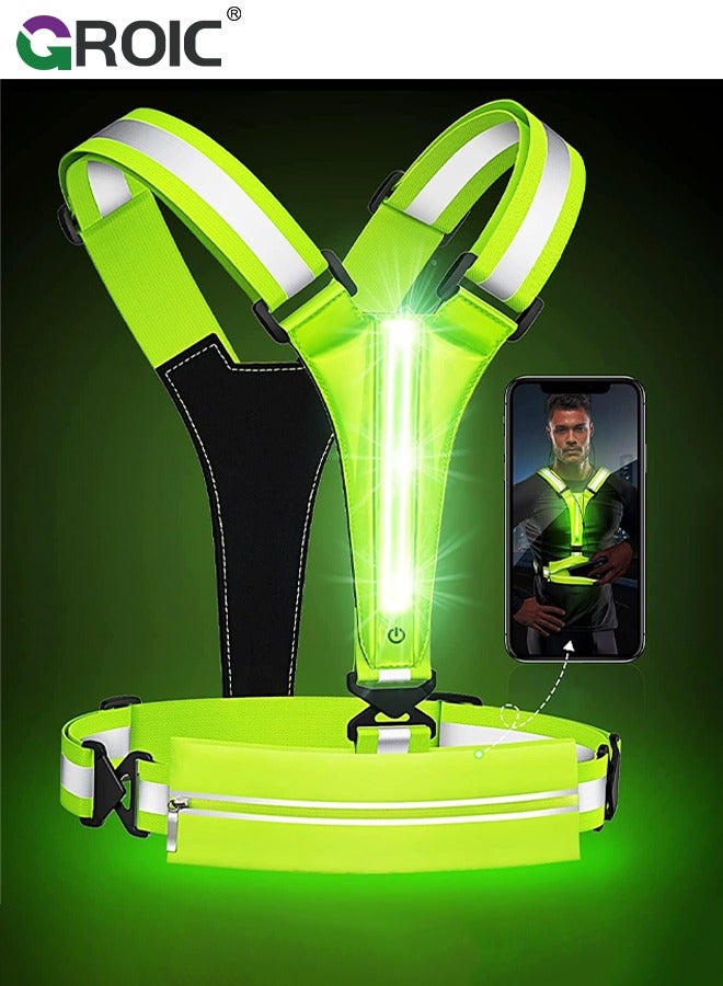 GROIC Upgraded LED Reflective Vest Running Gear, USB Rechargeable Reflective Light Up Running Vest with Waterproof Phone Bag,High Visibility Night Running Gear with Adjustable Waist&Shoulder for Men Women - Image 1