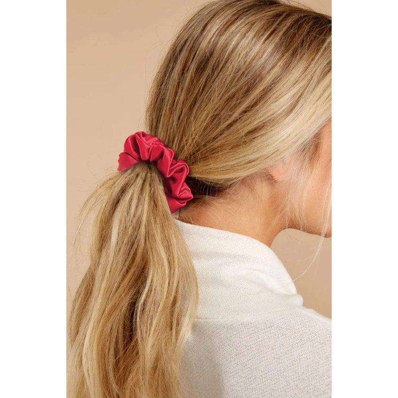 BELICIA 2 Silk Scrunchies Black Red for Women Girls Curly Thick Hair Tie Big Satin Bobble Ponytail Holders Mulberry Silky Sleep Elastic Bands - Image 2