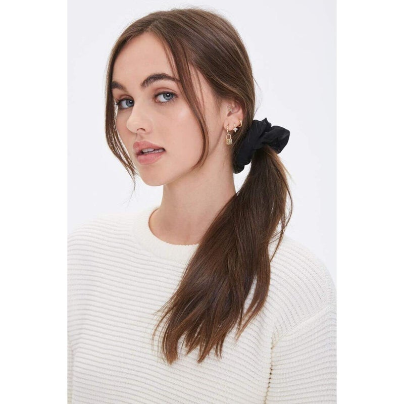 BELICIA 2 Silk Scrunchies Black Red for Women Girls Curly Thick Hair Tie Big Satin Bobble Ponytail Holders Mulberry Silky Sleep Elastic Bands - Image 3