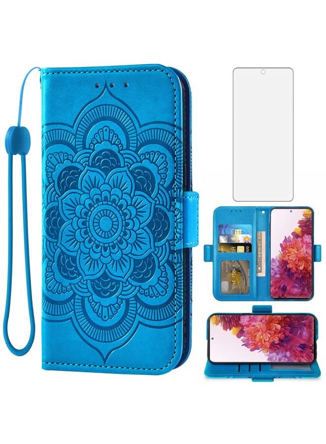 Asuwish Compatible with Samsung Galaxy S20 FE Gaxaly S 20 FE 5G UW 6.5 inch Wallet Case Screen Protector Flip Cover Card Holder Cell Phone Cases for Glaxay S20FE5G S20FE 20S Fan Edition 4G G5 Women Men Blue - Image 1