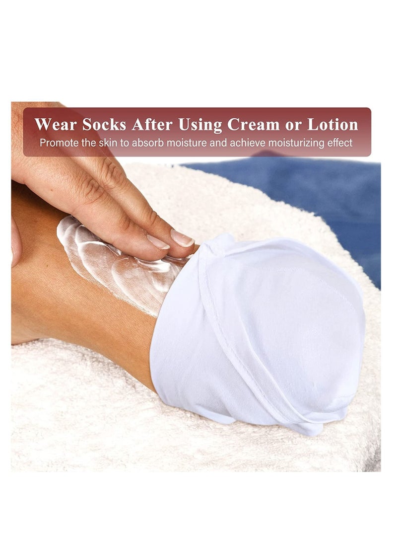 SYOSI جوارب مرطبة طوال الليل، جوارب سبا للأقدام الجافة، جوارب لتعزيز الرطوبة، معالجة للعناية بالقدم، جوارب ناعمة من القطن الفاخر، جوارب ترطيب مستحضرات التجميل للنساء والرجال، أبيض، 5 أزواج - Image 2
