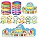 LACCHOUFEE 90 Pieces Happy Birthday Kits for Kids Classroom Include Adjustable Happy Birthday Hats Colored Silicone Stretch Badge Stickers School Teachers Students Kindergarten Party Supplies - Image 3