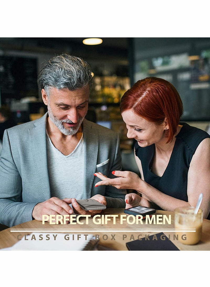 Excefore Wallet for Men Slim Larger Capacity with 12 Slots RFID Blocking Men's Wallet Minimalist Front Pocket Bifold Leather with ID Window Gift Box - Image 2