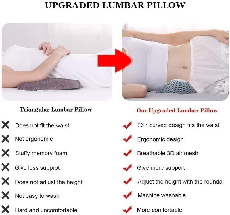 EBOFAB Lumbar Support Pillow for Sleeping, 3D Air Mesh Lumbar Pillow for Bed, Adjustable Height Back Support Pillow for Lower Pain Relief - Side, Back & Stomach Sleepers - Image 5