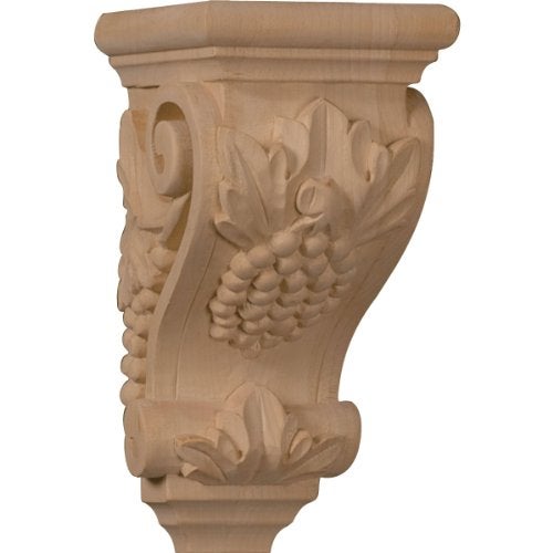 Ekena Millwork CORW03X04X07GRAL Small Grape Wood Corbels, 3 1/2"W x 4"D x 7"H, Alder - Image 1