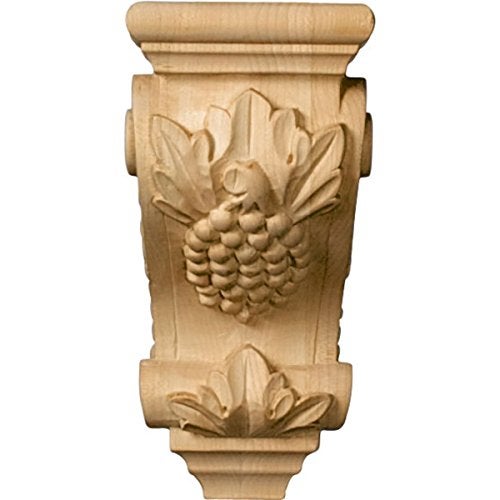 Ekena Millwork CORW03X04X07GRAL Small Grape Wood Corbels, 3 1/2"W x 4"D x 7"H, Alder - Image 2