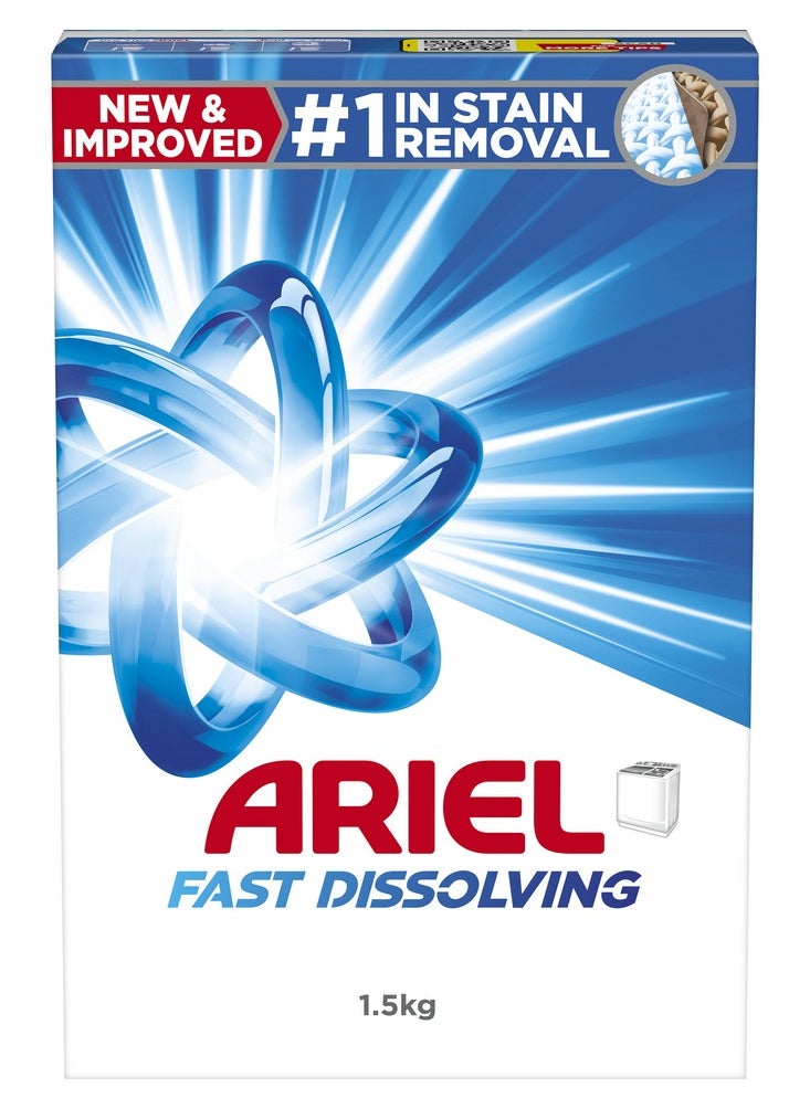 Ariel Fast Dissolving Laundry Detergent Powder 1.5kg  - Image 1