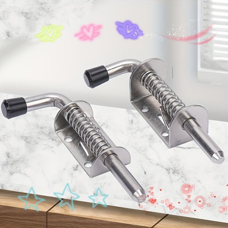 Stainless Steel Spring Latch Pin 5 Inches 2 Pack Heavy Duty Anti Rust Door Bolt - Image 4