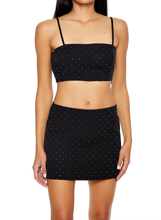 FOREVER 21 Rhinestone Cropped Cami & Mini Skirt Set - Image 4