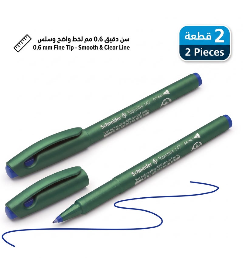 شنايدر طقم 2 اقلام شنايدر توب رايتر 147 سن 0.6 مم حبر أزرق - Image 1
