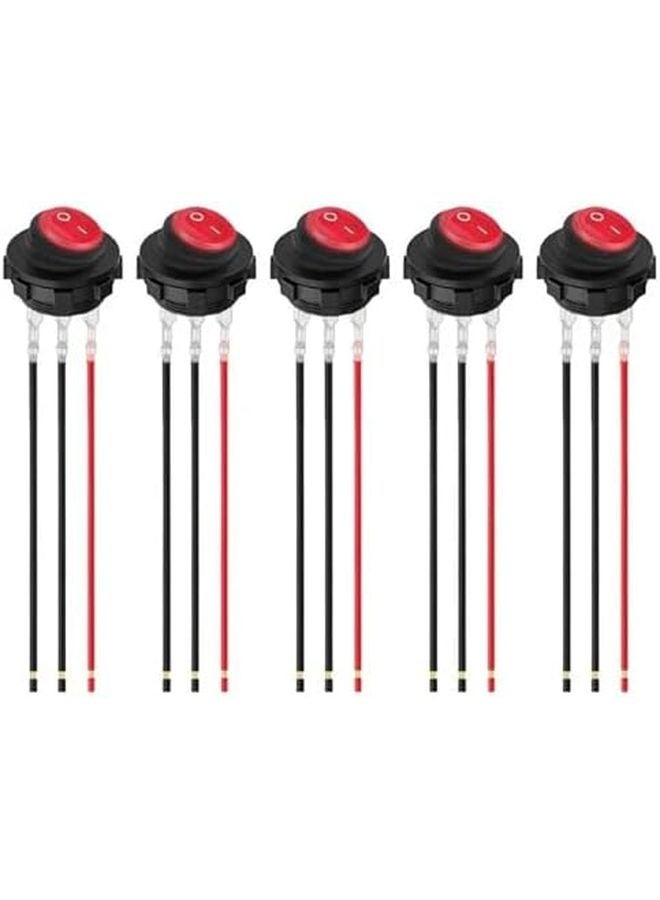 10 قطع أحمر 12 فولت 20 أمبير مفاتيح إضاءة LED دائرية للتحكم الكهربائي في السيارات والقوارب والمنازل - Image 1