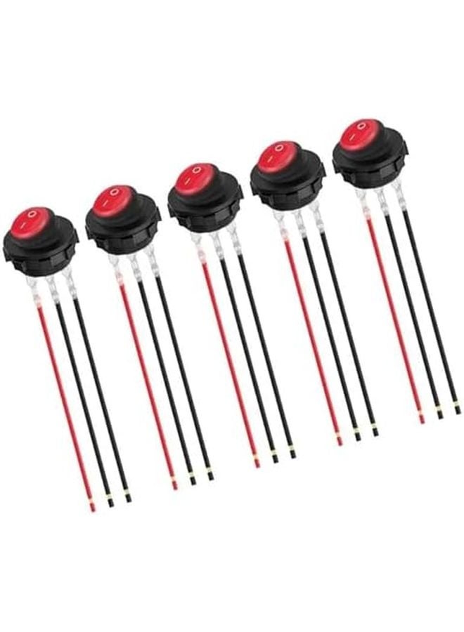 10 قطع أحمر 12 فولت 20 أمبير مفاتيح إضاءة LED دائرية للتحكم الكهربائي في السيارات والقوارب والمنازل - Image 5