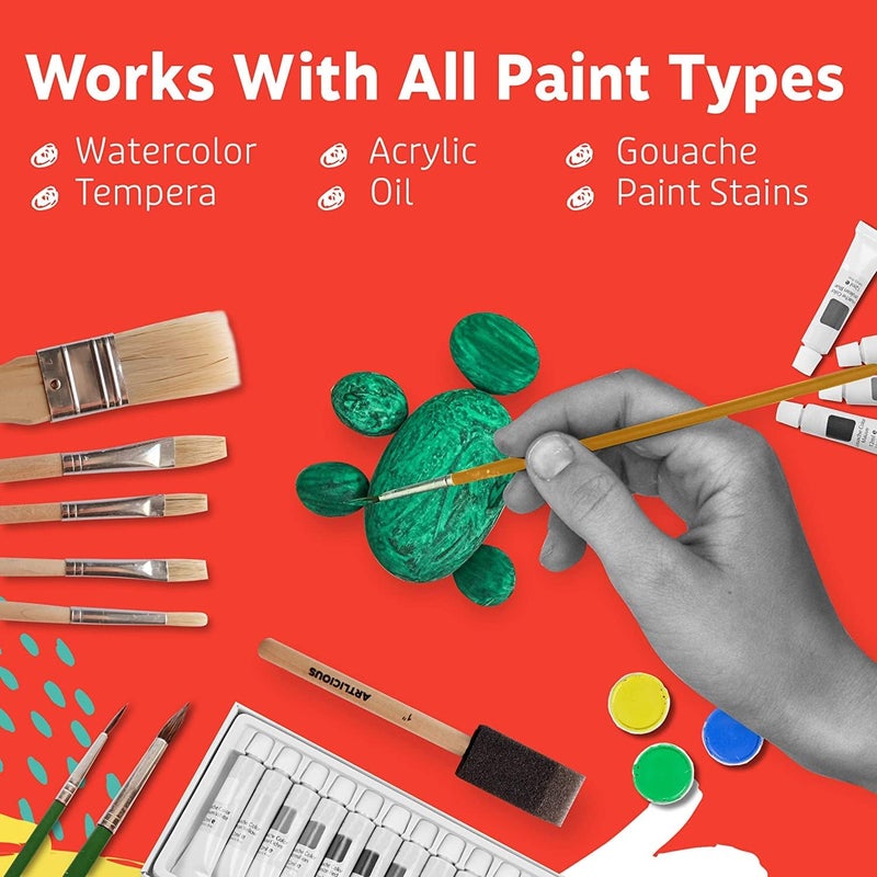 Artlicious Paint Brushes - Acrylic Set and Detail Paint Brushes for Kids - Use with Craft, Watercolor, Oil, Face Art, Washable, Miniature Detailing and Rock Painting - Image 2
