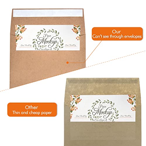 AZAZA 100 Pack A7 Brown Kraft Paper Invitation 5 x 7 Envelopes - Quick Self Seal For 5x7 Cards| Perfect for Weddings, Invitations, Baby Shower| Stationery For General, Office | 5.25 x 7.25 Inches - Image 3