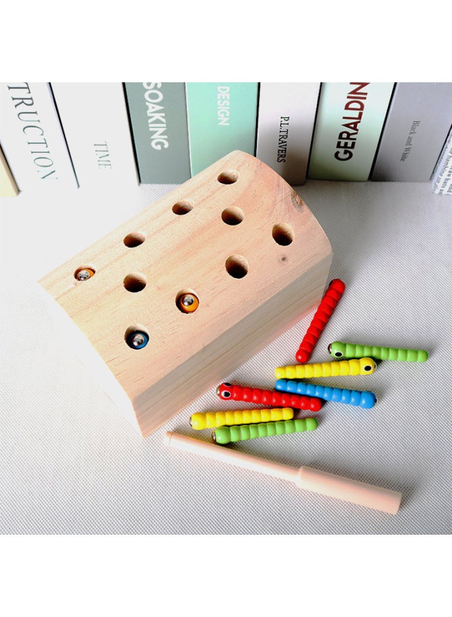 Montessori Teaching Aids Children's Multifunctional Toy Fishing Magnetic Catch Bug Game Caterpillar Early Education Educational Baby-Color:Bug Game (Log Color)  - Image 3