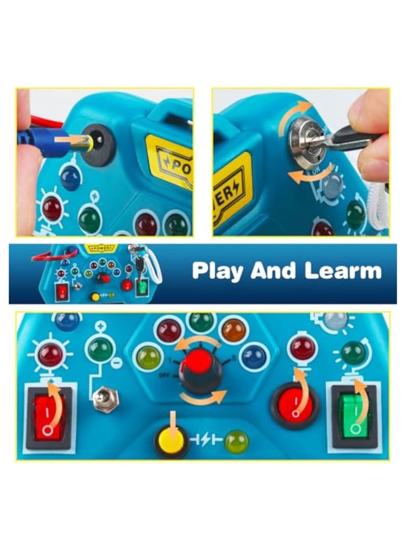 Zikra لوحة مشغولة للأطفال، لوحة حسية LED، ألعاب تعليمية، لعبة مونتيسوري للأطفال من 1-3 سنوات، لوحة حسية للأطفال، لعبة مفاتيح الإضاءة، ألعاب أنشطة التعلم لرياض الأطفال، لعبة مهارات الحركة الدقيقة للسفر - Image 2