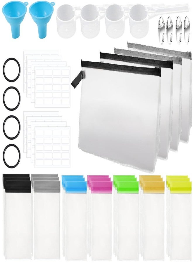 Abnaok 47PCS Protein Powder Travel Container Set,Reusable Powder Supplement Container with 21PCS Single Dose Powder Bags，Zip Up Bags，Funnels, Spoons and Sheet Labels, Spring Buckle，Zipper Rings - Image 1