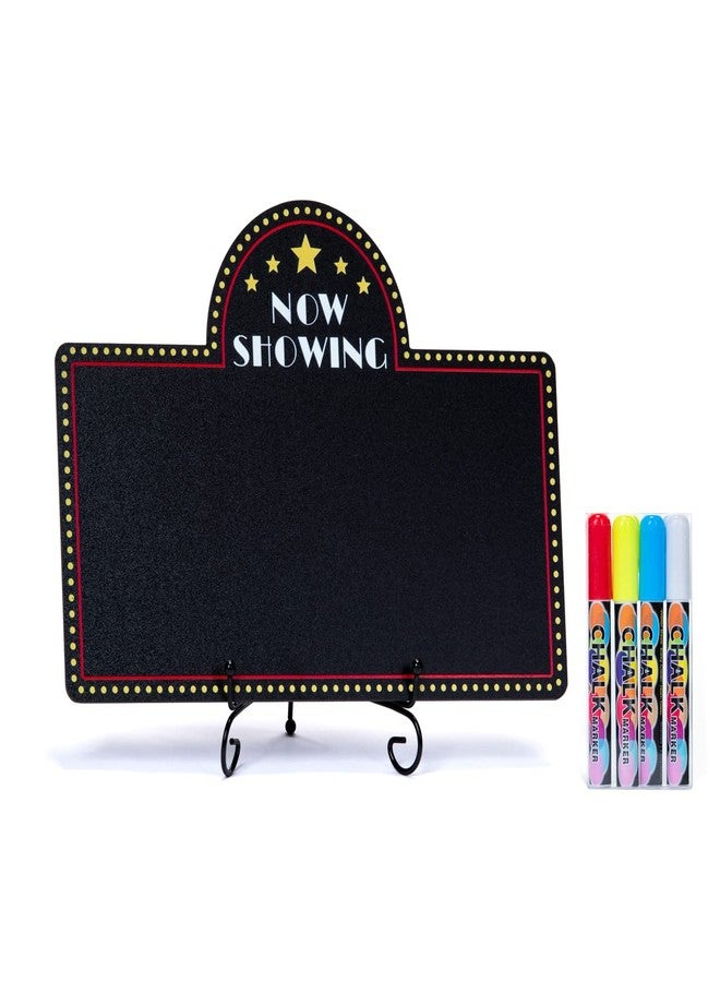 SIMPLY RSB Movie Night Decorations Chalkboard Kit for Movie Theme Parties, 1 Chalkboard + 1 Metal Stand, Date Night, Girls Night, Birthday, Family Activities, Movie Lover Gifts (with Chalk Markers) - Image 1