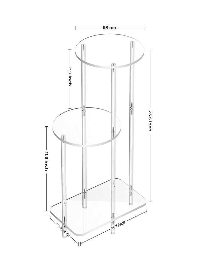 Eglaf Acrylic Round Side Table - 3 Tiers Step End Table - Clear Nightstand Small Bedside Table Accent Entryway Table, for Living Room, Bedroom, Hallway, 16.7'' L x 11.8'' W x 23.5'' H - Image 3
