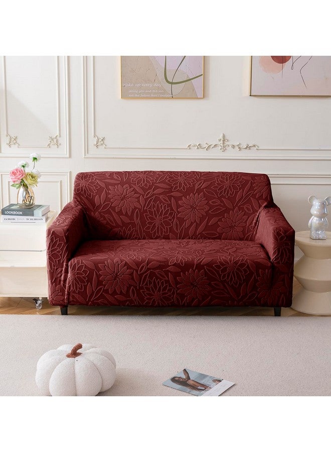 House of Quirk Universal Jacquard Waterproof Camellia Fabric Sofa Cover Soft Touching Cover for Couch Flexible Stretch Sofa Slipcover (Two Seater, Maroon) - Image 2