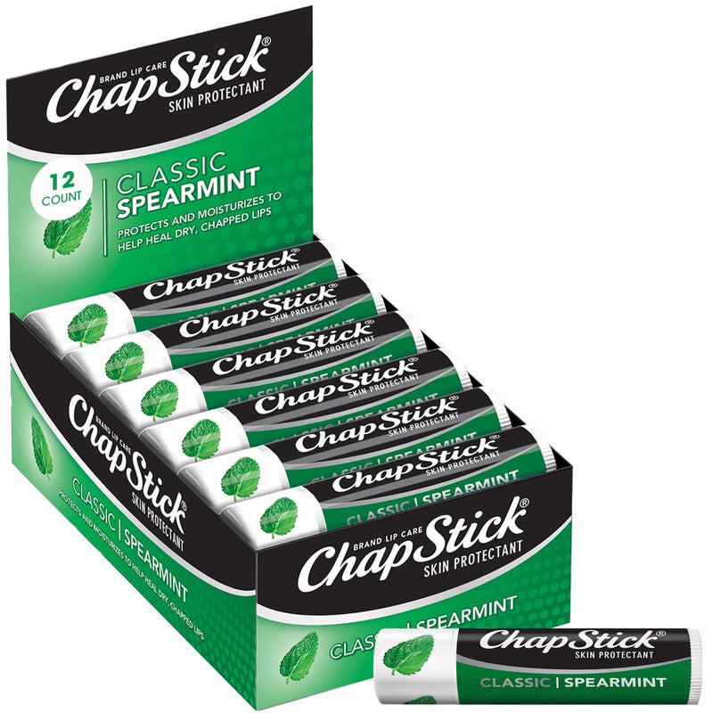 chapstick ChapStick Bulk Lip Balm Classic Spearmint 12Pack Cool Refreshing Lip Moisturizer for Dry Lips 015 Oz Ea