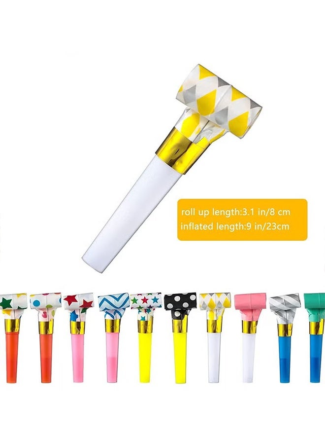 Happy D 30 Pcs Colorful Birthday Noisemakers, Funny Party Blowouts Blowers Musical Blowouts, Paper Blowouts Whistles Party Supplies Decorative Toys (Random Colors & Styles) - Image 2
