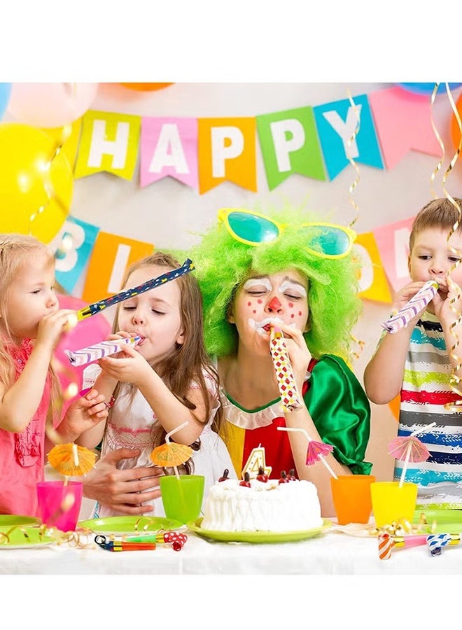 Happy D 30 Pcs Colorful Birthday Noisemakers, Funny Party Blowouts Blowers Musical Blowouts, Paper Blowouts Whistles Party Supplies Decorative Toys (Random Colors & Styles) - Image 4