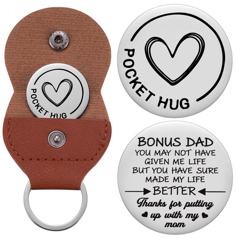 Aesnefe Stepdad Keychain, Dad Keyring, Gift for Step Dad & Stepfather, Birthday & Fathers Day Gift, Thanks for Putting Up With Mom - Image 1