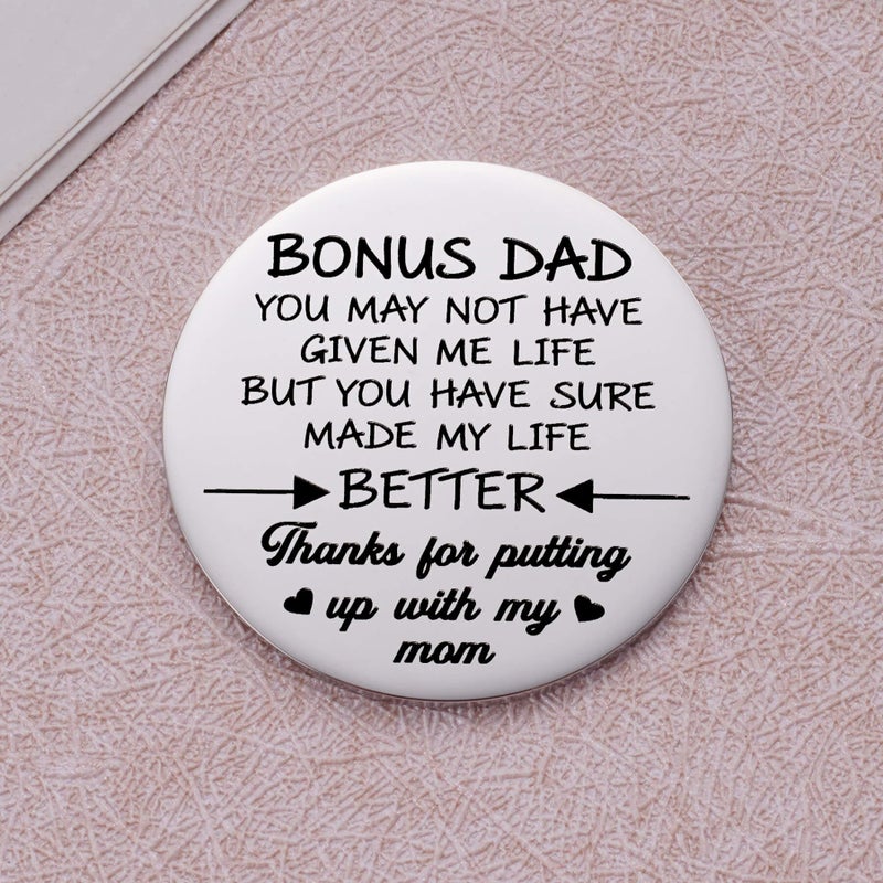 Aesnefe Stepdad Keychain, Dad Keyring, Gift for Step Dad & Stepfather, Birthday & Fathers Day Gift, Thanks for Putting Up With Mom - Image 2